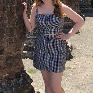 Hollister Black and White Checkered Two-Piece Skirt Set